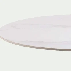Table de repas ronde en bois et céramique - blanc (4 places)