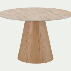 Table de repas ronde en bois et céramique - bois clair (4 à 6 places)