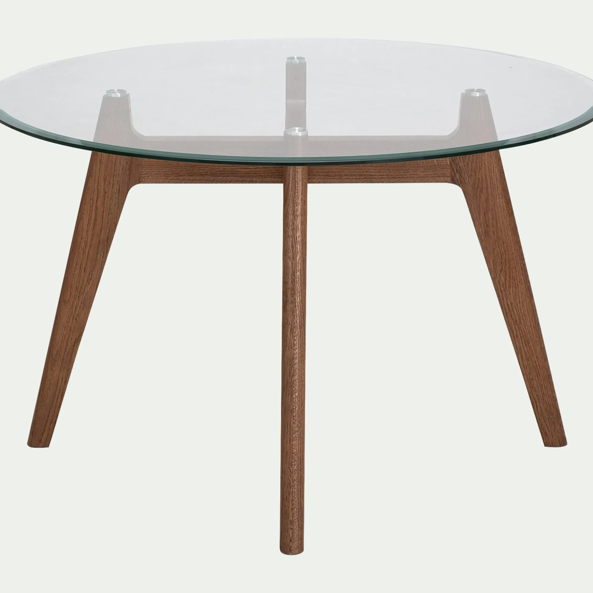 Table de repas ronde en verre trempé et chêne - bois clair (6 places)