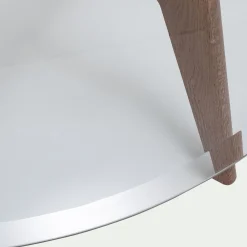 Table de repas ronde en verre trempé et chêne - bois clair (6 places)