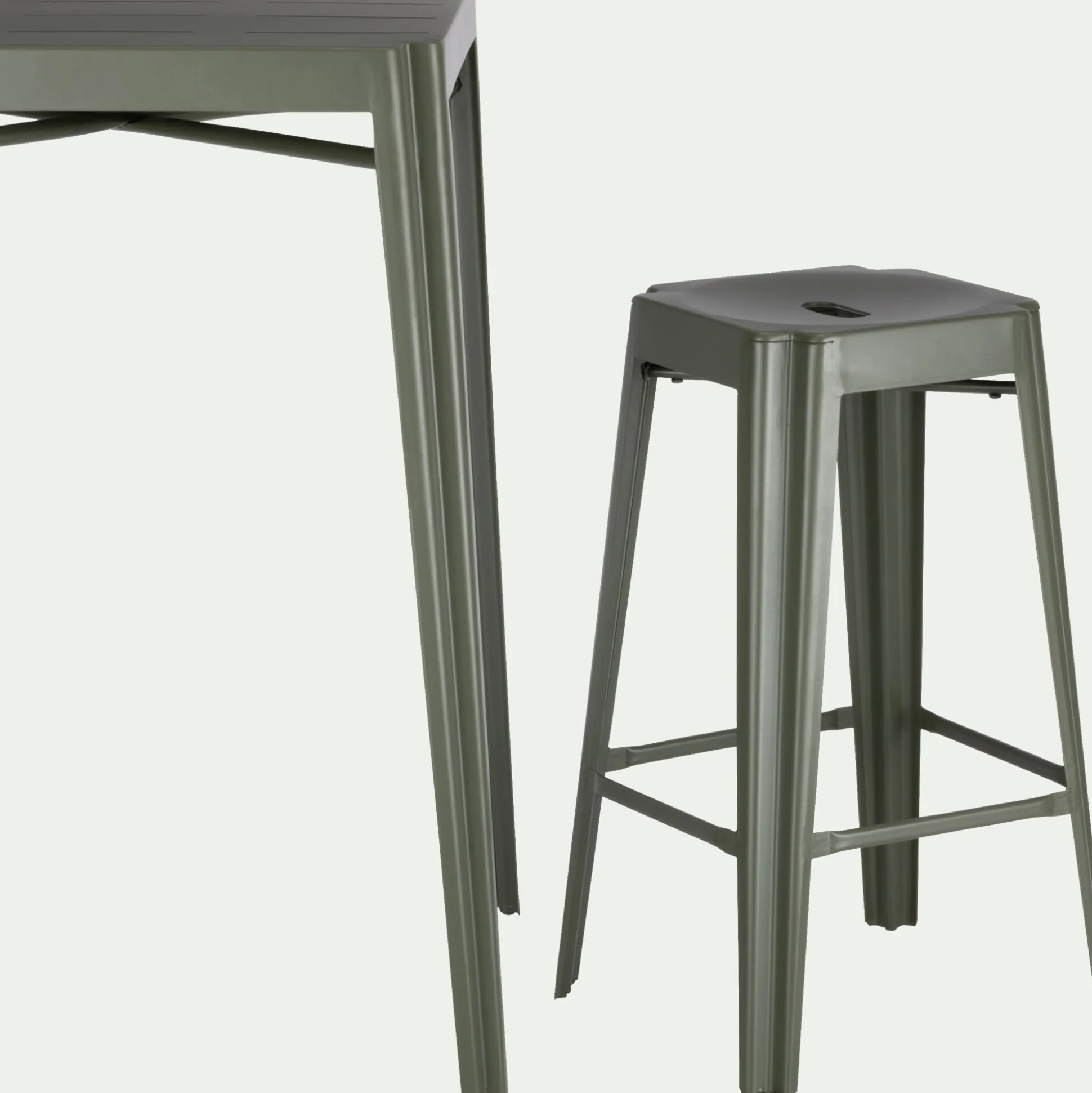 Table haute de jardin en acier - vert cèdre (2 places)