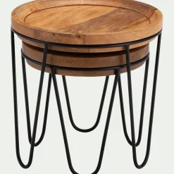 Tables gigognes en bois de manguier - bois foncé