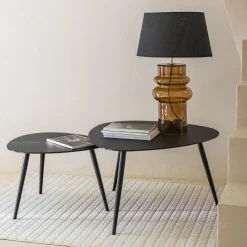 Tables gigognes en verre trempé - noir