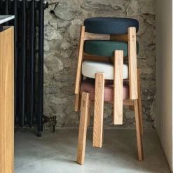 Tabouret bas en bois de frêne et tissu H45cm - beige alpilles