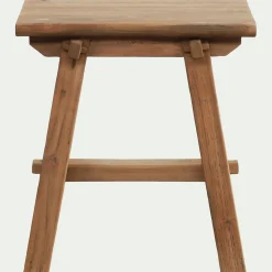 Tabouret bas en teck recyclé H45cm - bois foncé