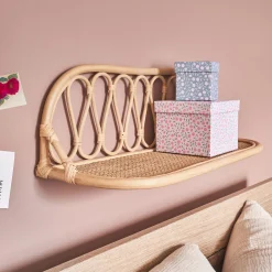 Étagère murale décorative en rotin - naturel L61xH21cm