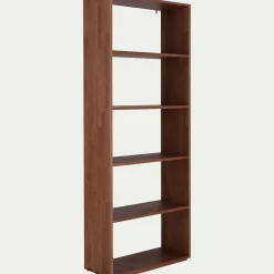 Étagère 5 tablettes en chêne massif - bois foncé