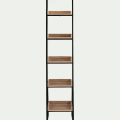 Étagère 5 tablettes plaquée frêne et métal noir L40cm - bois clair