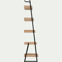 Étagère 5 tablettes plaquée frêne et métal noir L40cm - bois clair