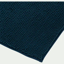 Tapis de bain chenille en polyester - bleu figuerolles 50x120cm