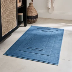 Tapis de bain en coton - bleu figuerolles 60x110cm