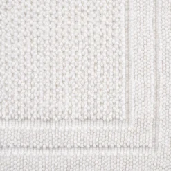Tapis de bain en coton finition crochet et frangées 50x80cm - blanc