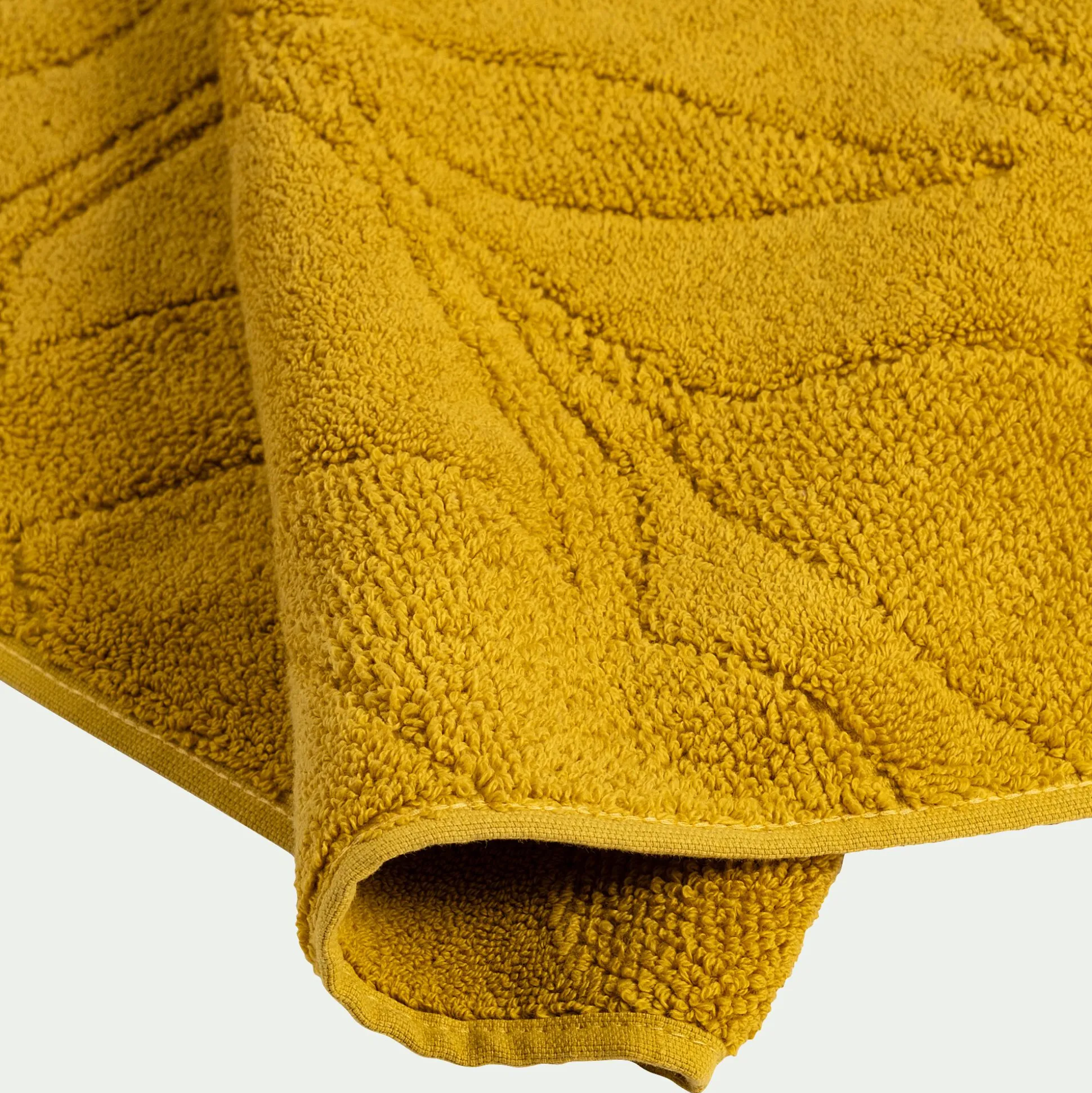 Tapis de bain en coton - jaune argan 50x80cm