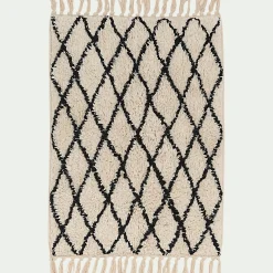 Tapis de bain en coton tufté - blanc et noir 50x80cm
