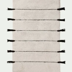 Tapis de bain à pompons en coton 50x80cm - blanc ventoux