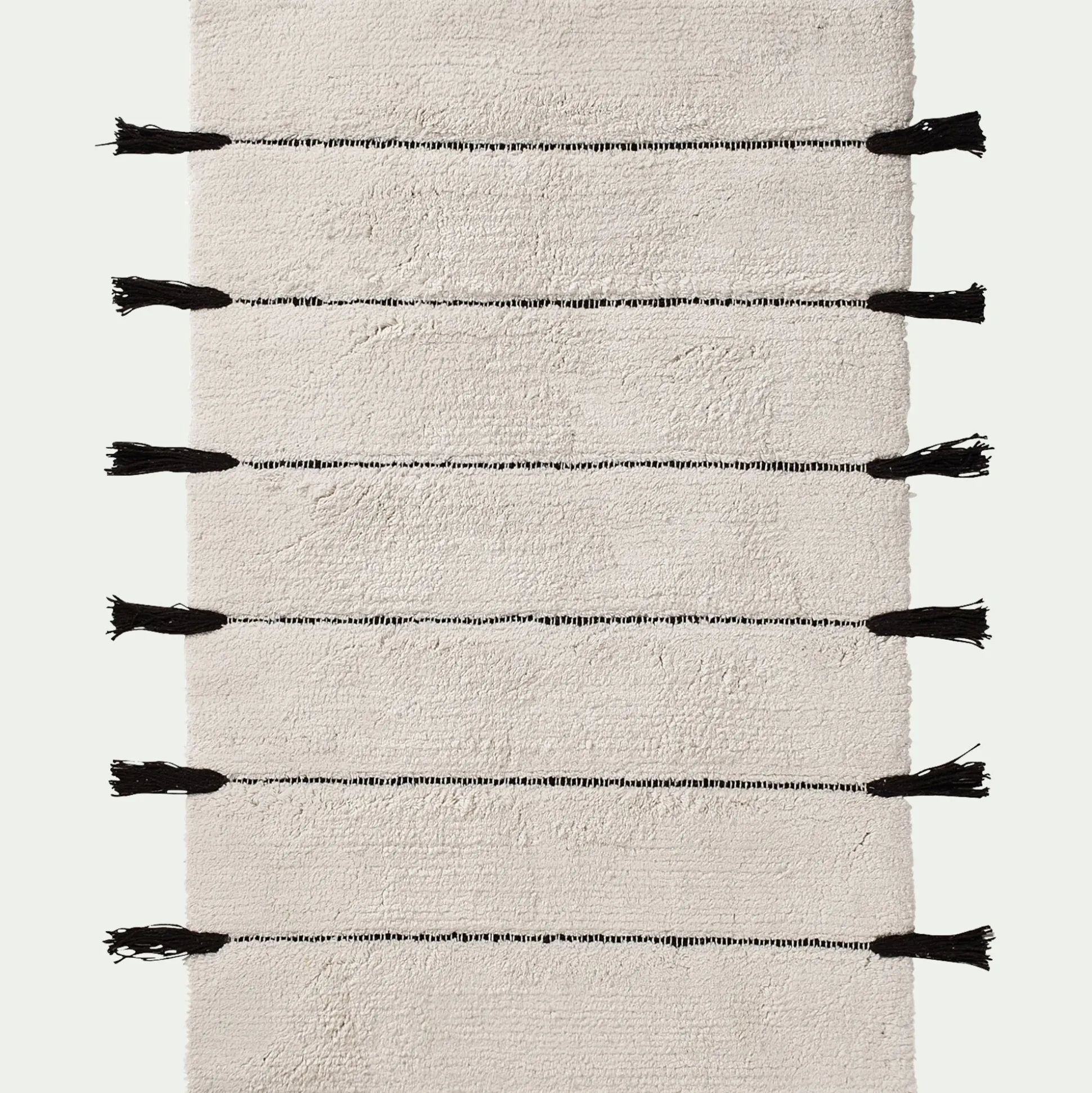Tapis de bain à pompons en coton 50x80cm - blanc ventoux