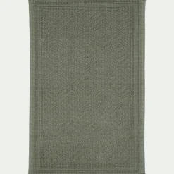 Tapis de bain surpiquage losanges en coton - vert cèdre 50x70cm