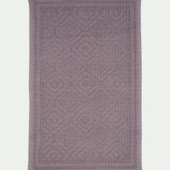 Tapis de bain surpiquage losanges en coton - gris restanque 60x100cm