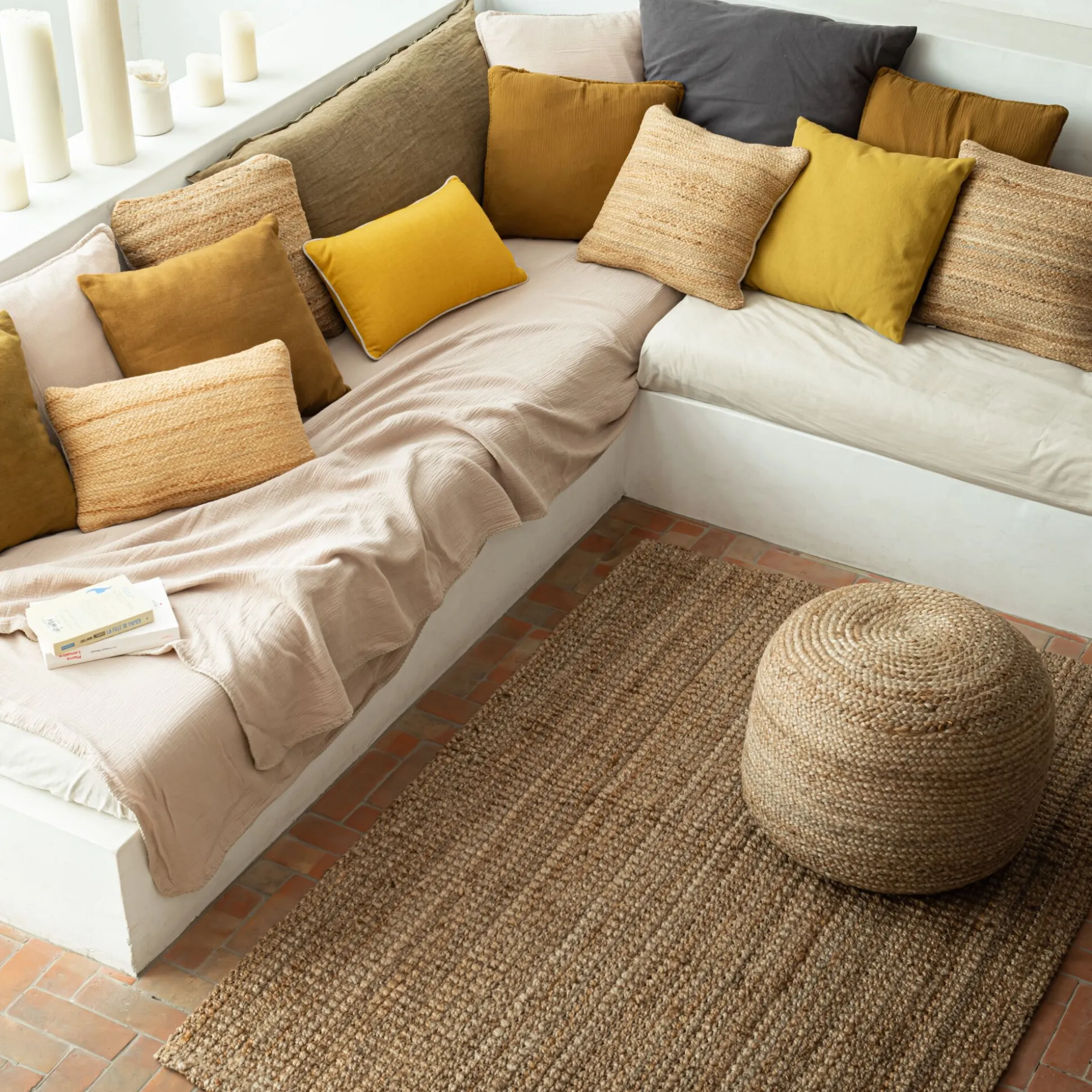 Tapis d'intérieur en jute - naturel 170x230cm