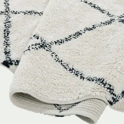 Tapis en coton inspiration berbère en coton - écru et noir 70x110cm