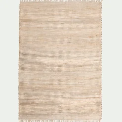 Tapis en coton recyclé et jute - blanc 120x170cm