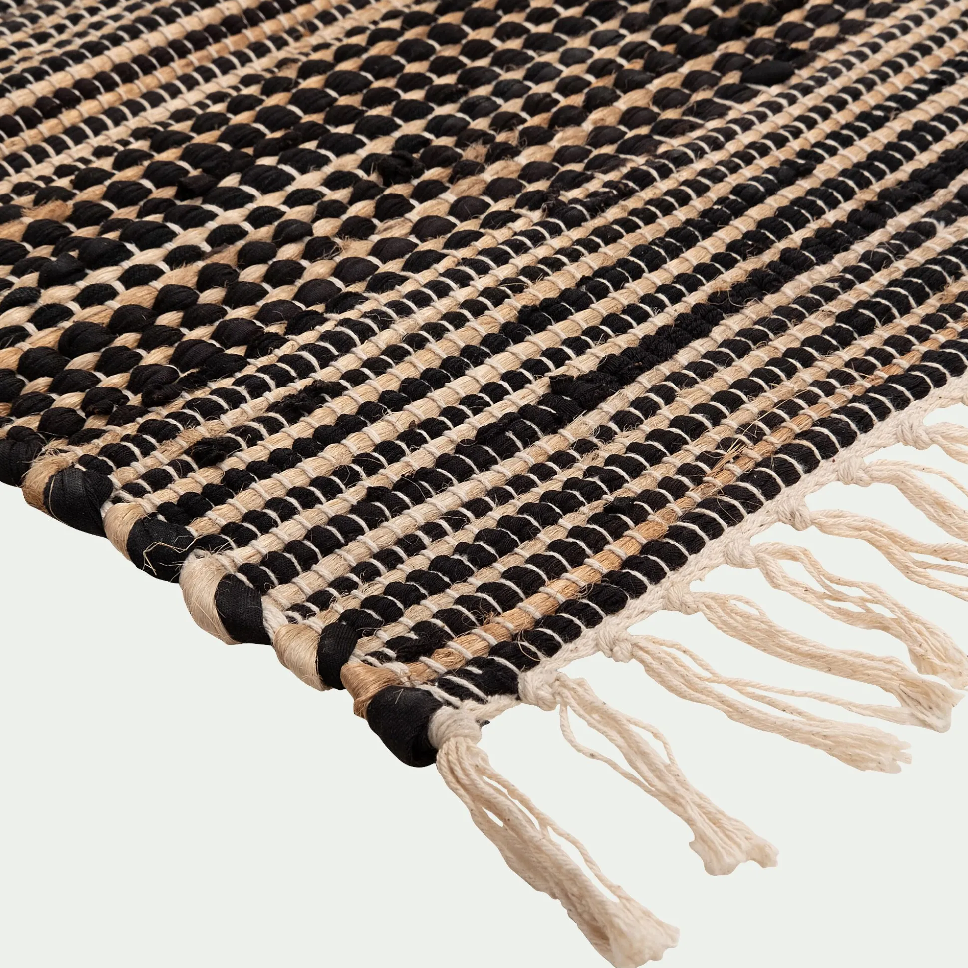 Tapis en coton recyclé et jute - noir 110x60cm
