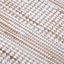 Tapis en coton recyclé et jute - naturel et blanc 60x110cm