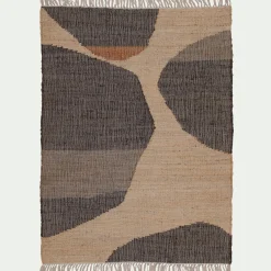 Tapis en jute et coton à motifs 120x170cm - noir