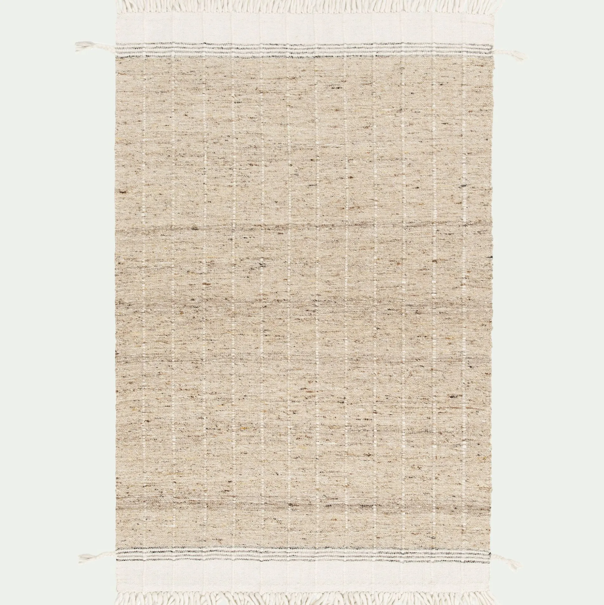 Tapis en laine à motifs finition frange 160230cm - beige