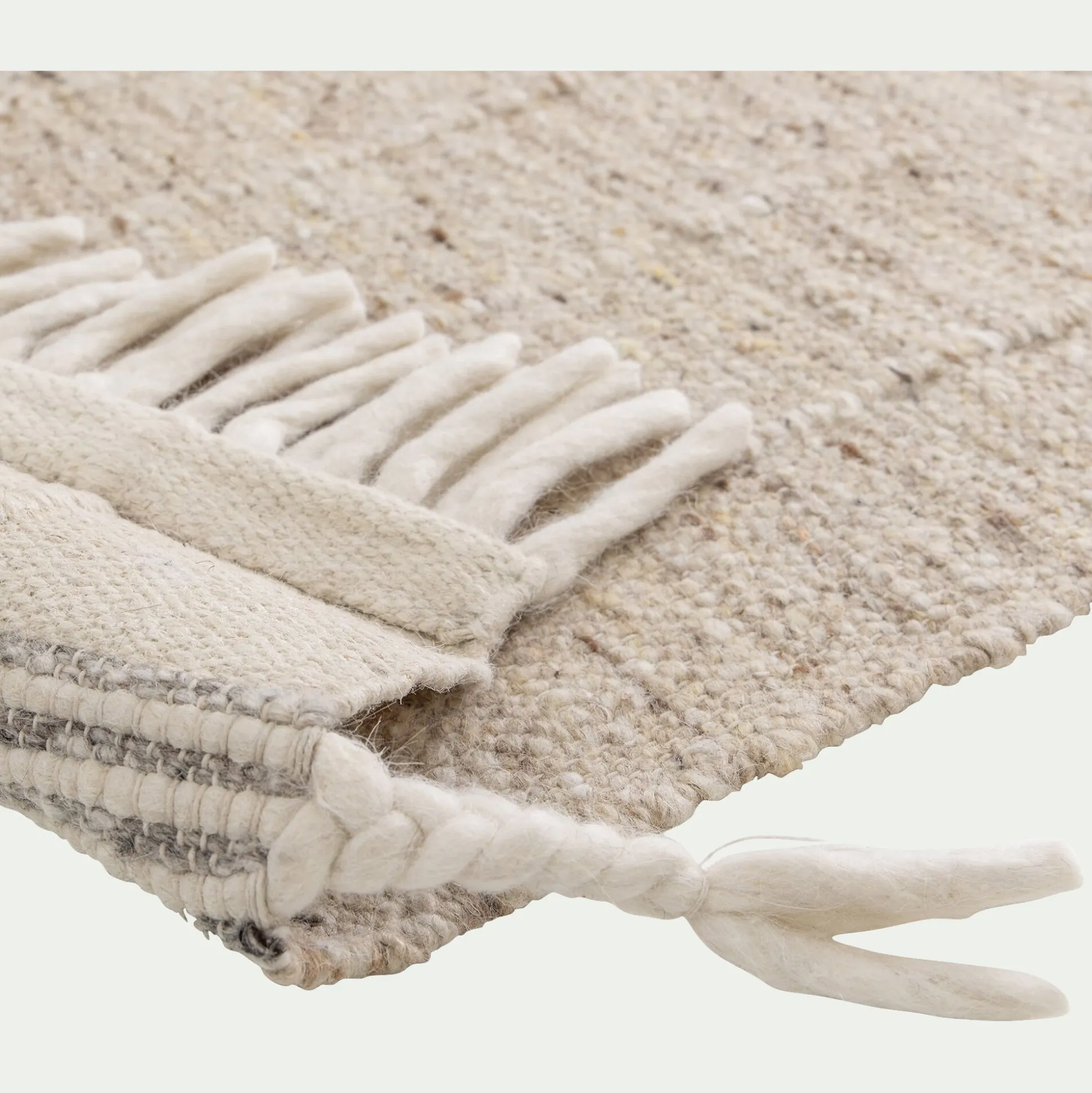 Tapis en laine à motifs finition frange 160230cm - beige