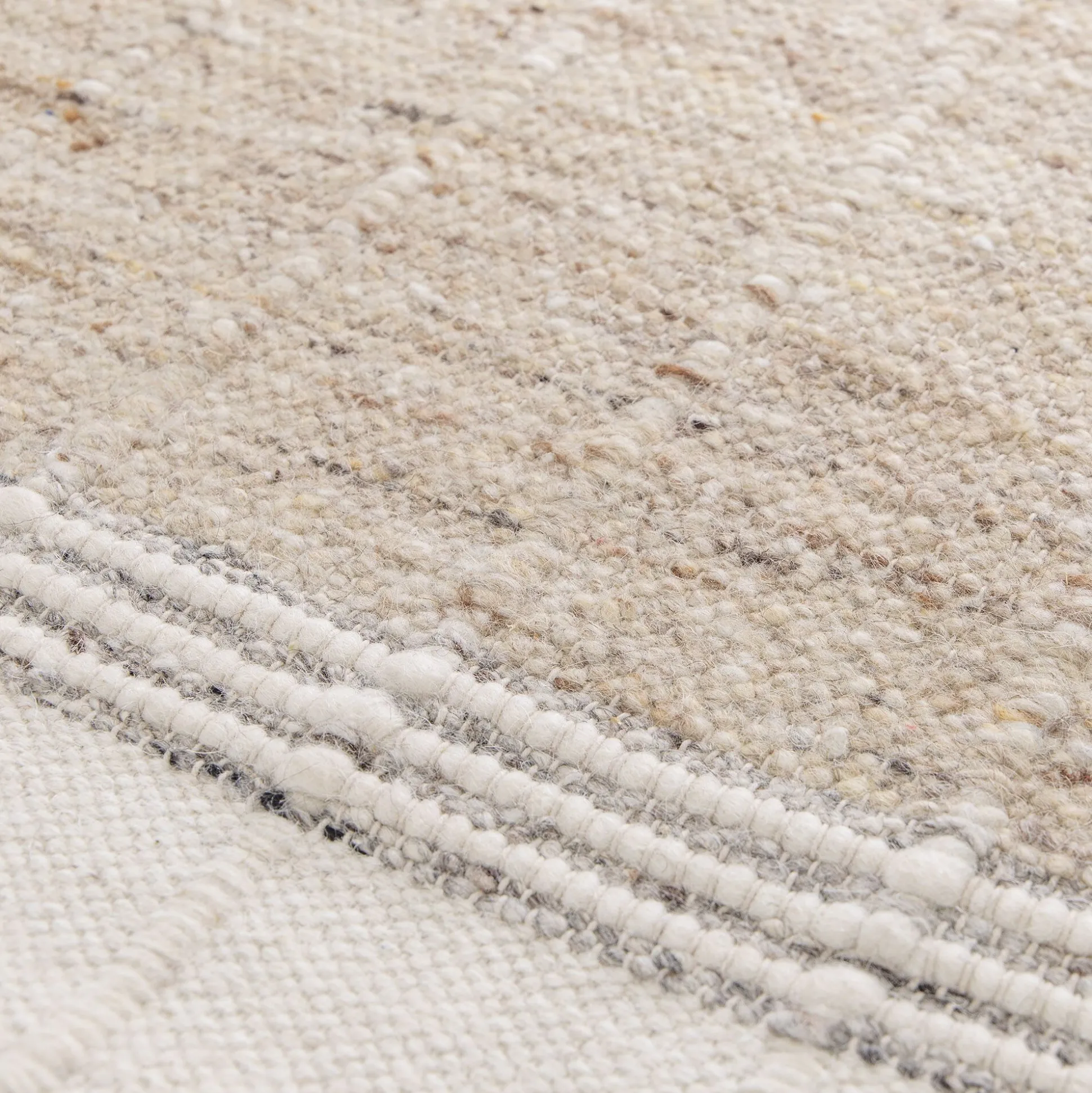 Tapis en laine à motifs finition frange 160230cm - beige