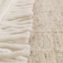 Tapis en laine à motifs finition frange 160230cm - beige