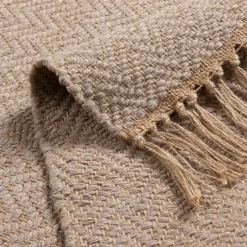 Tapis à franges en laine - naturel 60x100cm