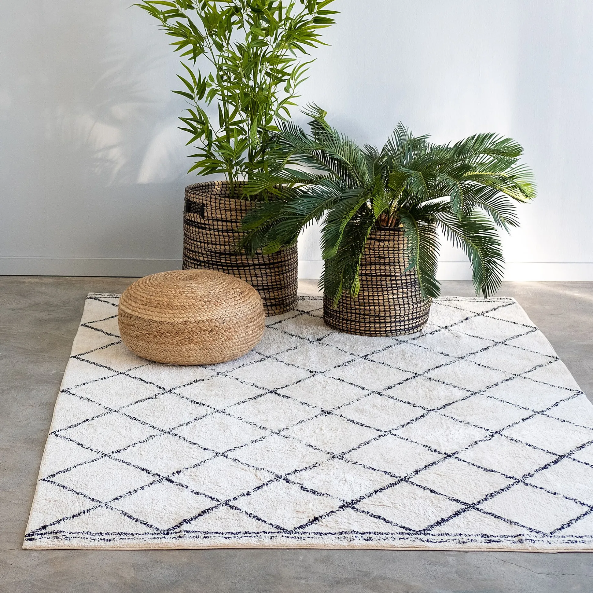 Tapis inspiration berbère en coton - blanc 300x400cm