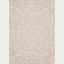 Tapis intérieur et extérieur à motifs en tissu recyclé 120x170cm - écru