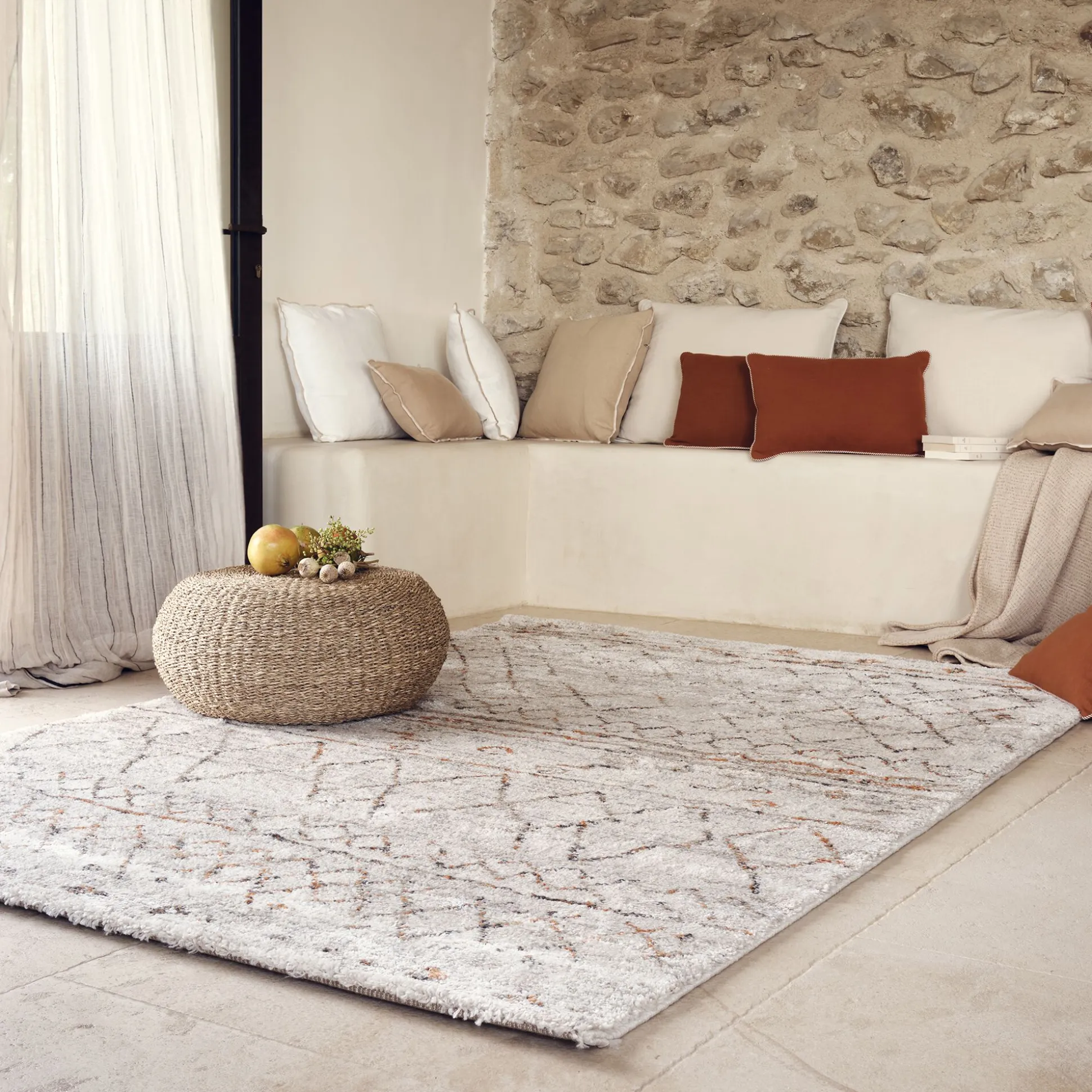 Tapis à motifs berbères 133x190cm - blanc écru