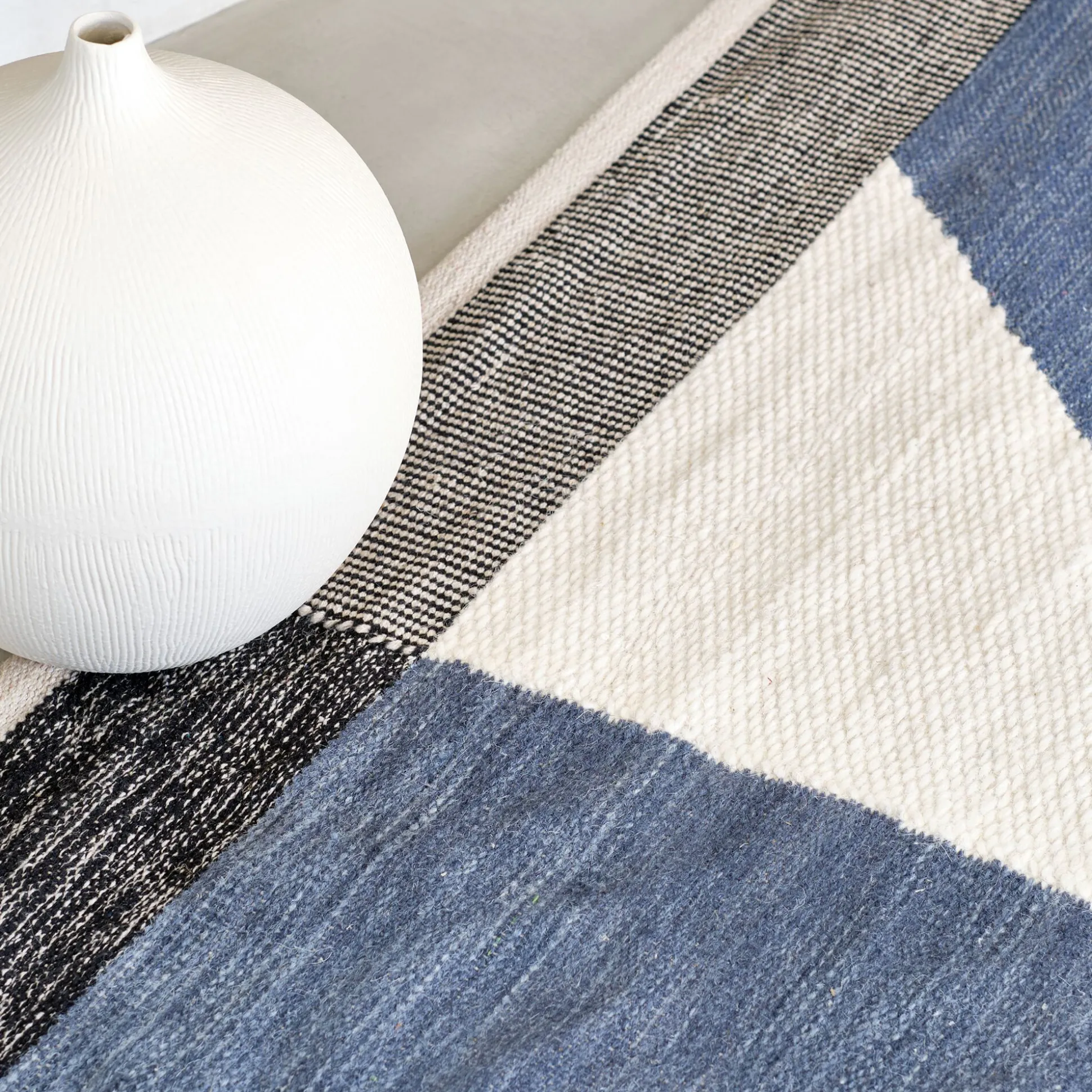 Tapis à motifs en coton - bleu 160x230cm