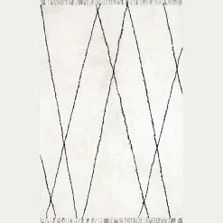 Tapis à motifs géométriques en coton - blanc et noir 160x230cm