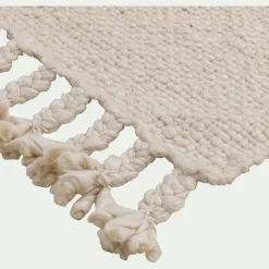 Tapis à pompons en laine 120x170cm - beige