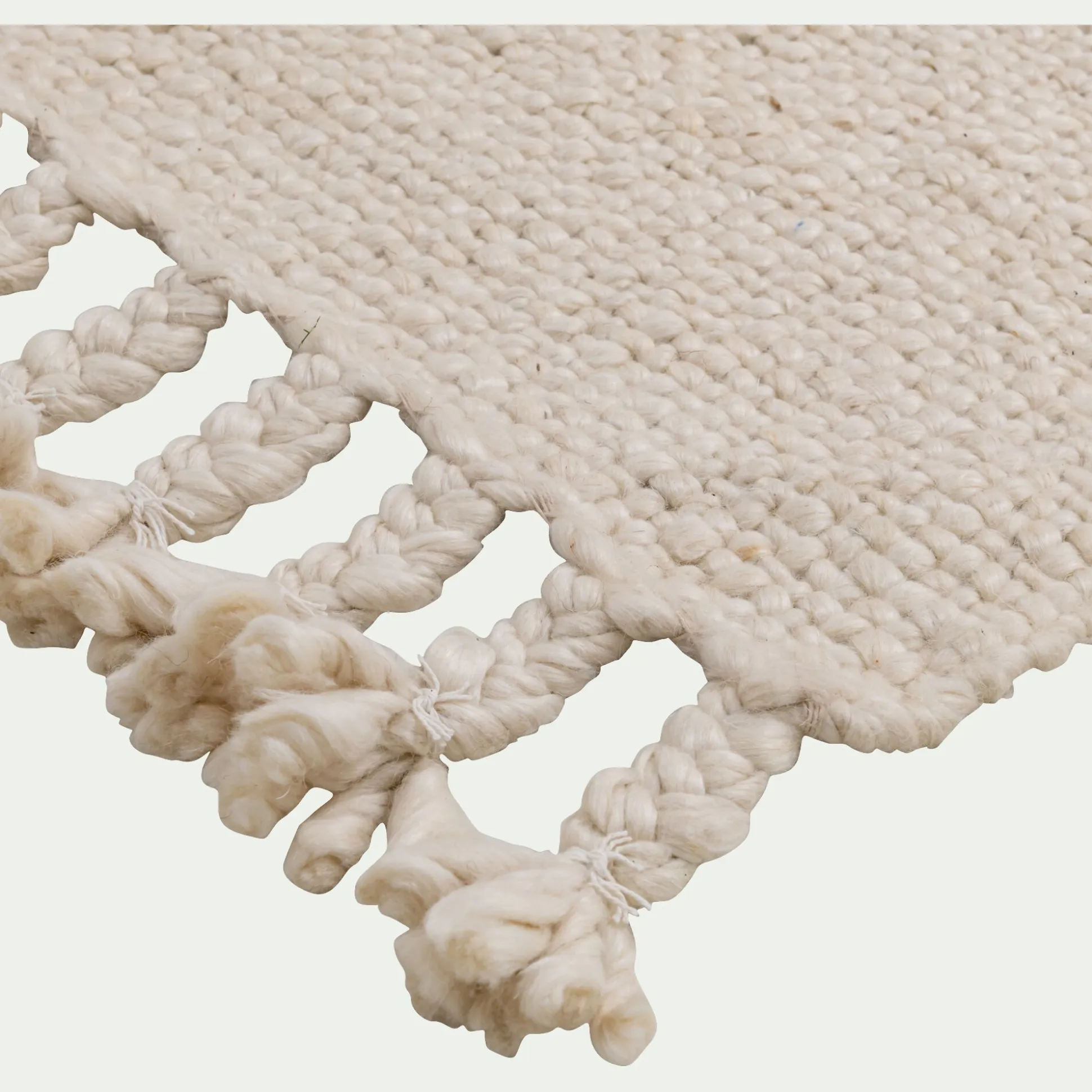 Tapis à pompons en laine 120x170cm - beige