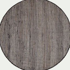 Tapis rond en coton recyclé et jute - noir D160cm