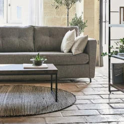 Tapis rond en coton recyclé et jute - noir D160cm