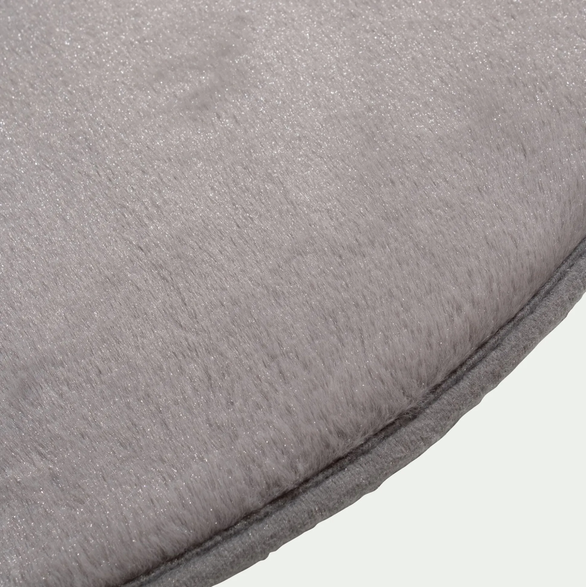 Tapis rond imitation fourrure - gris restanque D70cm