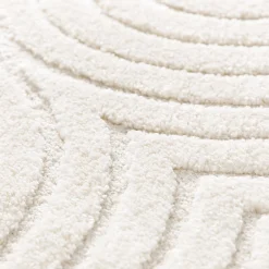 Tapis rond à motifs circulaires D120cm - blanc écru