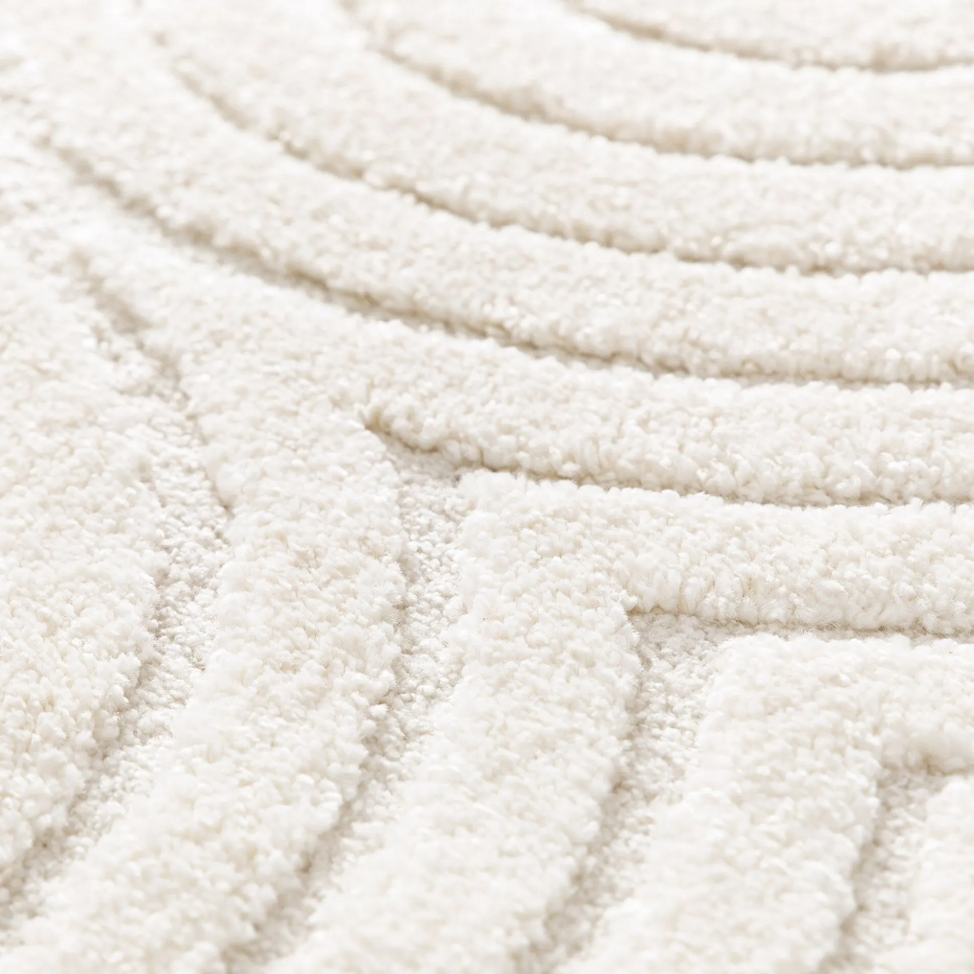 Tapis rond à motifs circulaires D120cm - blanc écru