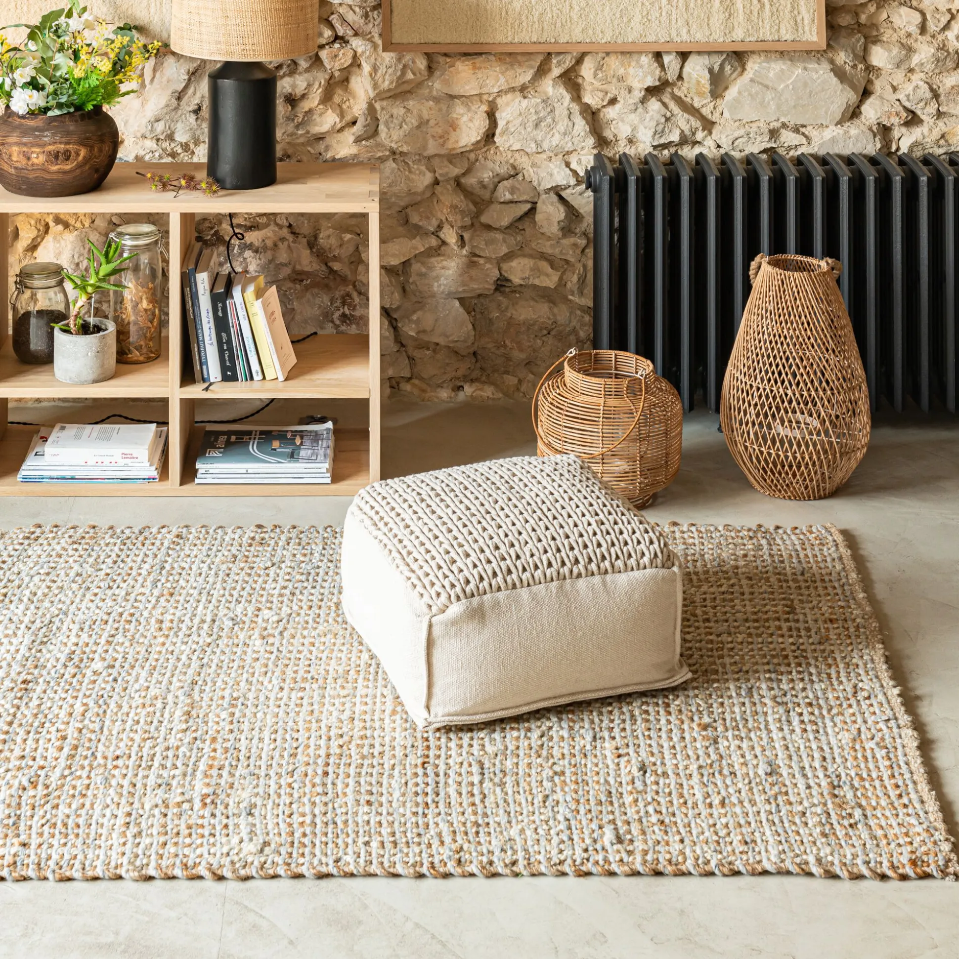 Tapis tressé en jute - naturel 120x170cm