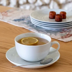 Tasse et soucoupe en porcelaine - blanc 45cl
