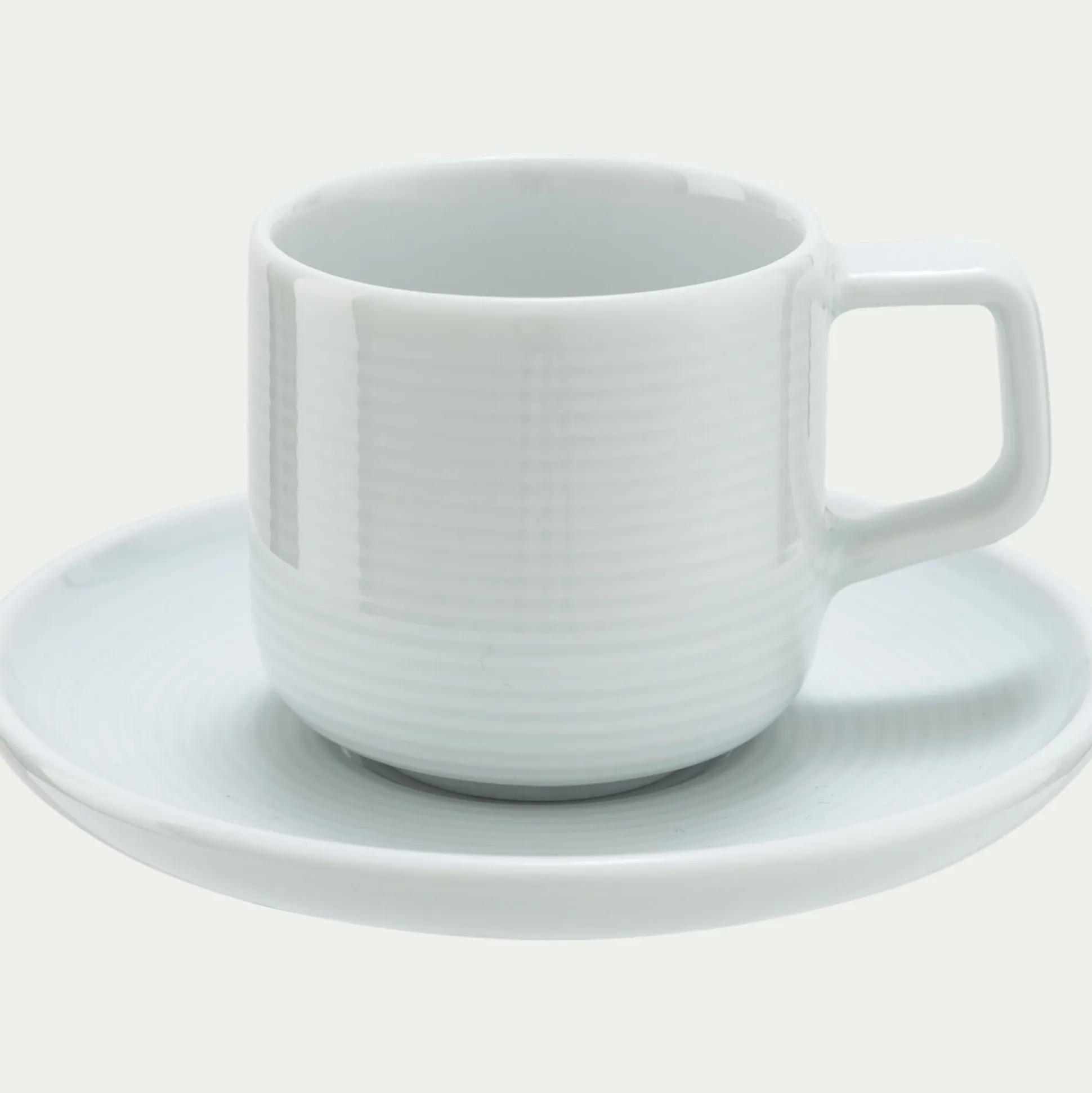 Tasse et sous-tasse spirale en porcelaine 10cl - blanc