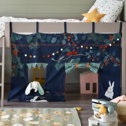 Tente de lit enfant à motifs sous-bois - bleu