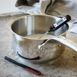 Thermomètre de cuisine digital électronique à sonde en inox - argenté métallisé